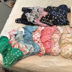 Full cloth diaper stash! Floral/space patterns